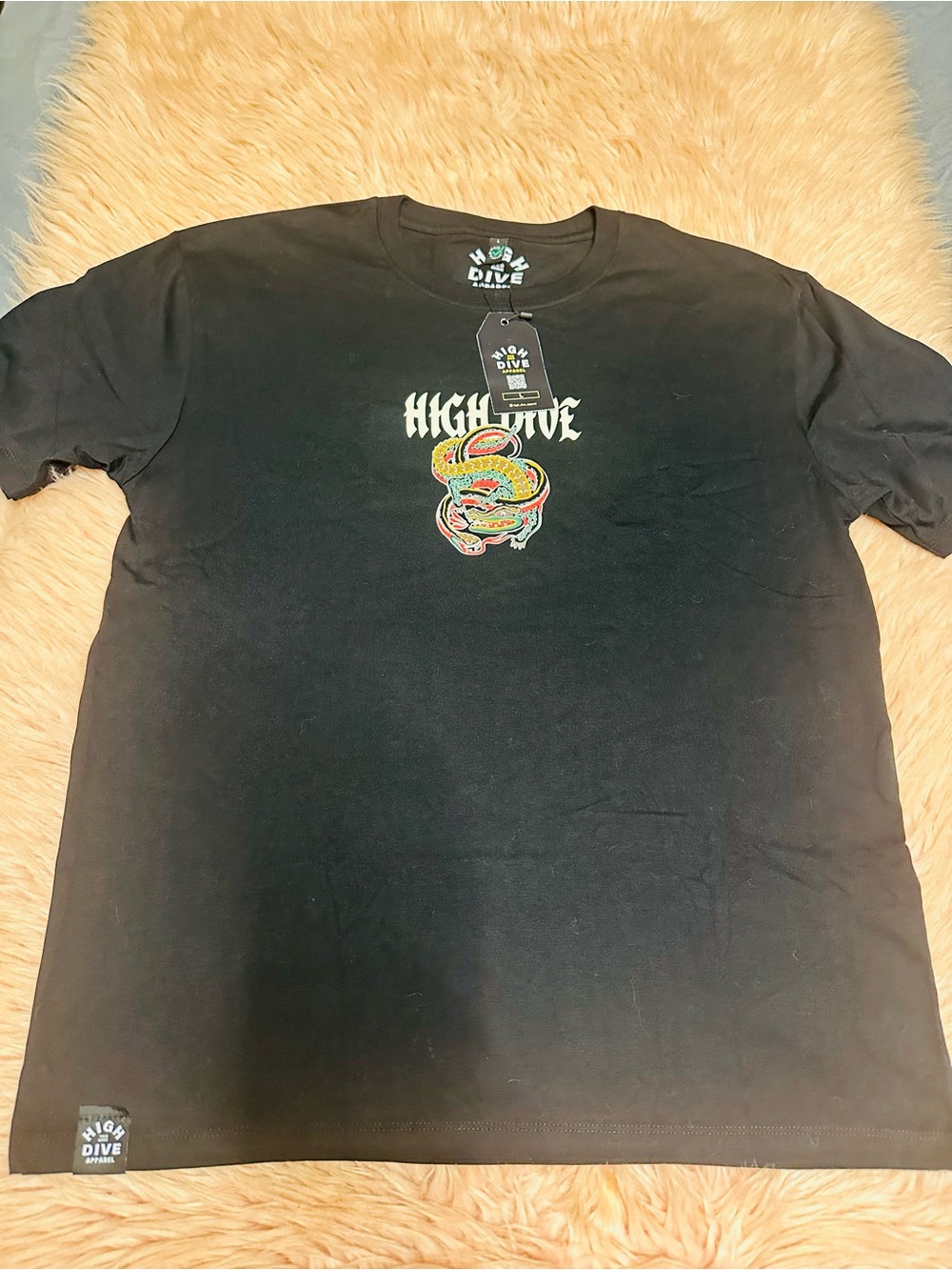 Men's Black Graphic Tee with Colorful Croc and  Snake